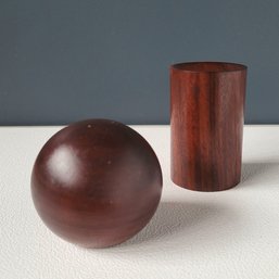 60s Solid Teak Stacking Geometric Danish S&P Shakers