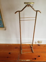 Great Mid Century Modern Vintage Brass Bamboo Look Clothing Suit Valet Stand