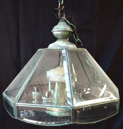 Vintage Glass And Brass Hinging Light Lots Of Patina