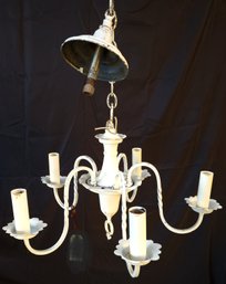 Mid 20th Century Painted Wrought Iron 5 Light Chandelier