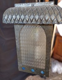 Vintage Victorian Outdoor Sconce Decorative Glass Panels And Slag Glass Decorations