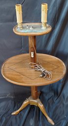 Fruitwood Adjustable 2 Light Floor Lamp Marked Made In France