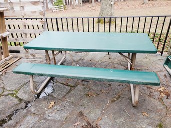 Lifetime 6 Foot Green Folding Picnic Table With Attached Benches #1