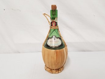 Vintage Melini Chianti Wicker Wrapped Glass Wine Bottle Made In Italy