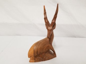 Vintage Walt Disney Workd Souvenir Hand Carved Wooden Gazelle Antelope 6 1/2 Kenya Horns