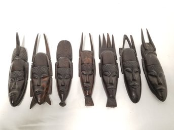 African Bamana N'tomo Suruku Mali Hand Carved Ebony Wooden Tribal Decorative Masks