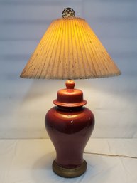 Substantial Vintage Japanese Style Ginger Jare Pottery Lamp - Works