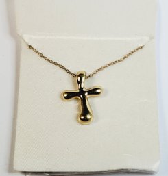 New Gold Over Sterling Silver Cross Pendant And Necklace