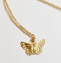 Pretty 1/20 14k Gold Filled Butterfly Pendant And Necklace