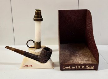 Gentleman's Reading Lot - Book Holder Pipe Marble & Brass Candle