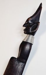 African Hand Carved Tribal Leader Wire Elongated Neck Ebony Letter Opener