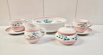 Caleca Hand Painted Italian Ceramic Pieces  - Bowl, Pair Of C And S, Cream & Sugar (5)