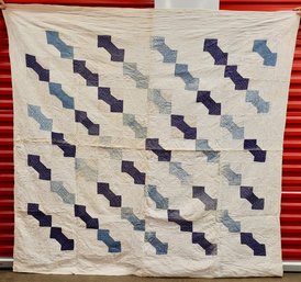 Vintage Blue & White Quilt From A RI Beach House