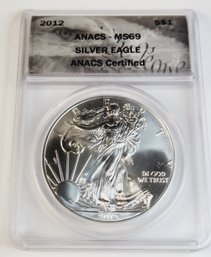 2012 Silver Eagle ANECS MS69 Graded Slab