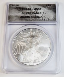 2010 Silver Eagle ANECS MS69 Graded Slab