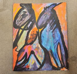 Colorful Modern Horse Painting, Spirit Run, Signed