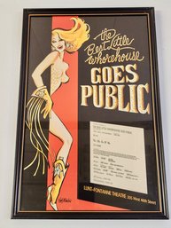 Framed Broadway Window Card For The Best Little Whorehouse Goes Public