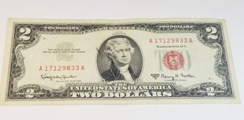 1963 $2 Dollar Red Seal Bill