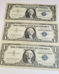 3  - 1957 $1 Blue Silver Certificates