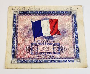 World War 2  French  Military Bill 'US Invasion'- Cinq Francs France