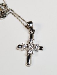 New Sterling Silver Cross Pendant And Necklace