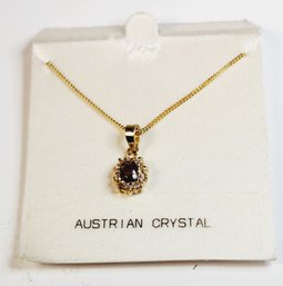 New Gold Over Sterling Silver Australian Crystal Pendant And Necklace