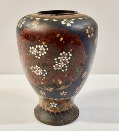 Small Enameled Vase With Floral Decorations