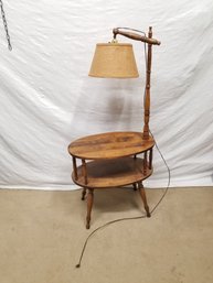 Vintage Wood Two Tier Table Lamp Combo