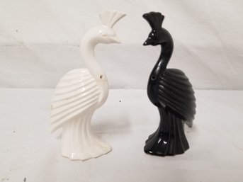 Vintage 50s Art Deco Style Ceramic Heron Salt And Pepper