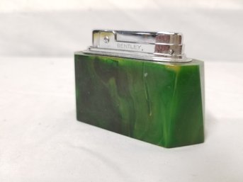 Vintage Bentley Art Deco Green Marbled Bakelite Table Lighter