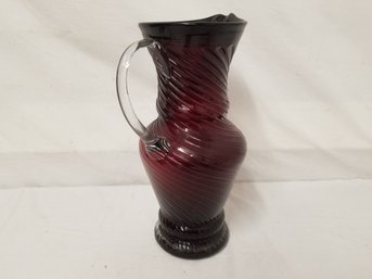 1920s Steuben Selenium Cranberry Swirl Glass Pitcher