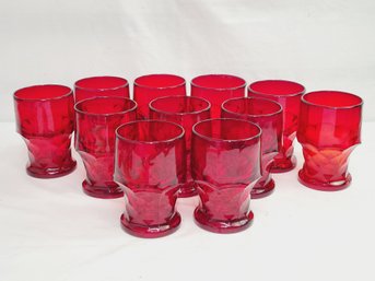 Ten Vintage Viking Glass Georgian Ruby Flat Tumblers