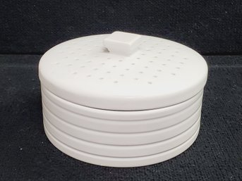 Crate & Barrel White Pottery Pancake Warmer