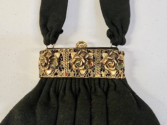 Black Wool Evening Bag By Guild Creations
