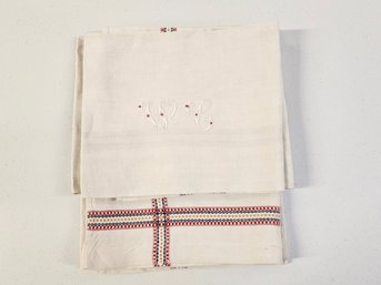 Antique European Linen Dish Towels With Monogram For W.C. (5)