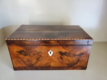 Antique Walnut Wood Jewelry Keepsake Box
