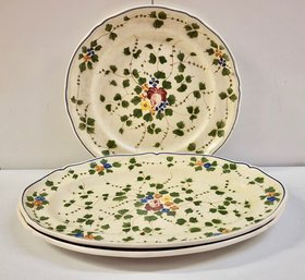 Vintage French Floral Faience Longchamps Serving Platters (3)