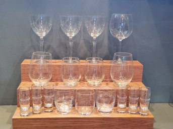 Mixed Bag Of Crystal & Glass Barware - Wine, Rocks & Shot Glasses