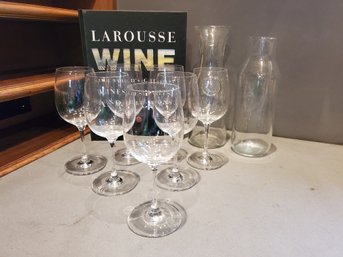 Wine Lover's Assortment - Carafes, Crystal Stemware & Larousse Wine Hardcover Coffee Table Book