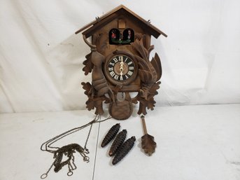 Large Antique Black Forest West Germany Hunters Cuckoo Clock