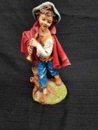 Vintage Italy Fontanini 12' Paper Mache Nativity Boy & Flute Figurine Rare