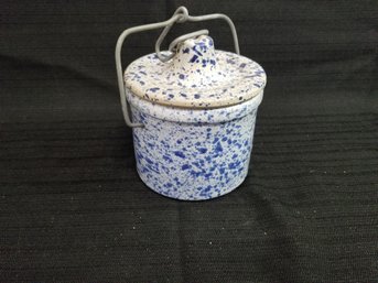 Cobalt Blue Spongeware Cheese Crock