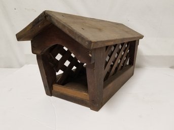 Vintage Handmade Wood Covered Bridge Bird Feeder - Weathered