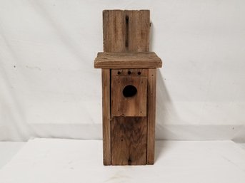 Vintage Handmade Wood Pole Mount Bird Feeder Weathered