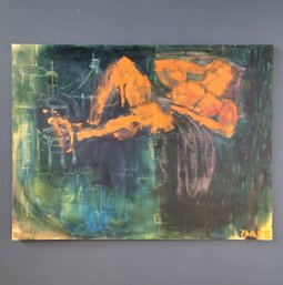 Lg 70s Steve Yarez Original Abstract Nude On Canvas