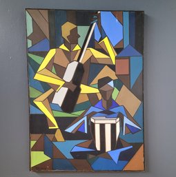 Lg 60s Peterson Original Cubist Oil On Canvas