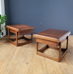 Pair Vintage Mid Century Lane Walnut Side Tables