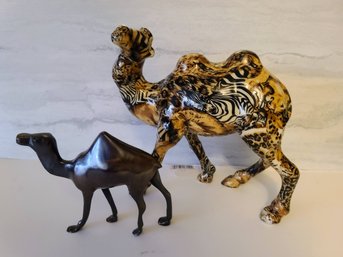 Pair Of Wooden, Decorative Camel Figurines