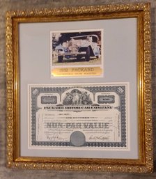 Framed Stock Certificate In Packard Motor Car Company