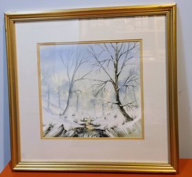Pretty Winter Watercolor Scene By Kari Strauss?
